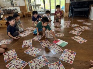 5歳はっぴー組　できたよ！国旗合わせ！